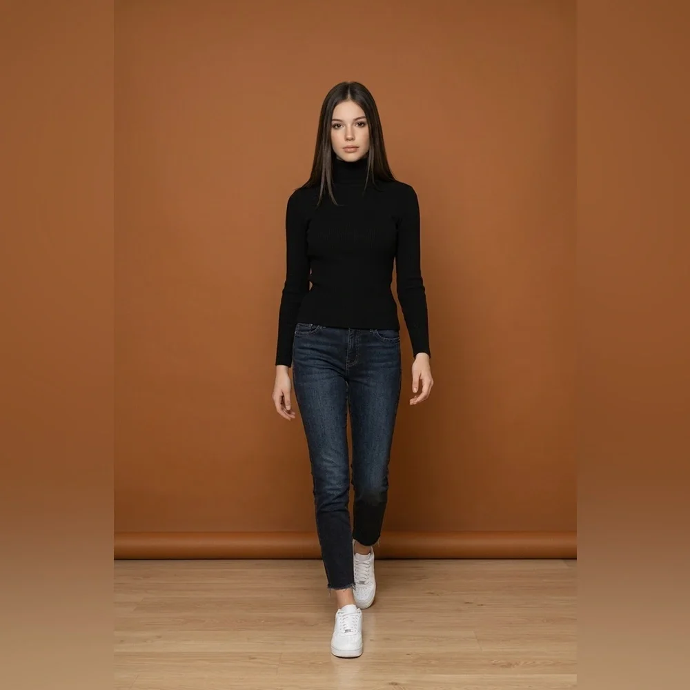 Mother high-waisted Soft Stretch Skinny jeans Looker Ankle Fray Dark-Wash - Picture 2 of 12